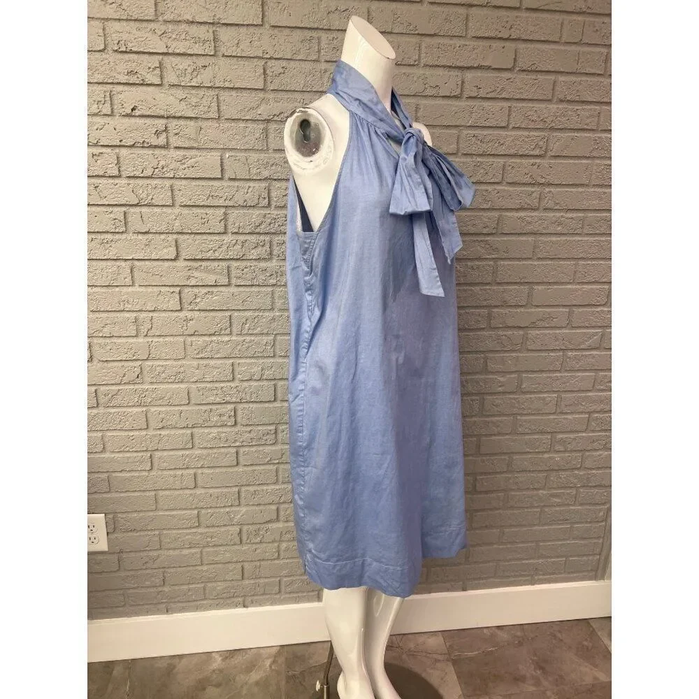 J.Crew Women Necktie Blue Oxford Cotton Dress Size 12T